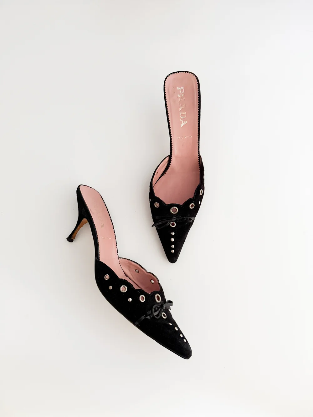 靴 PRADA leather ribbon strap heels black PRADA leather ribbon strap heels black